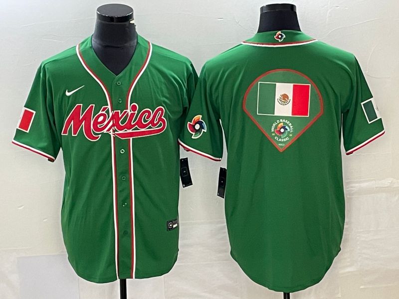 Men 2023 World Cub Mexico Blank Green Nike MLB Jersey10->more jerseys->MLB Jersey